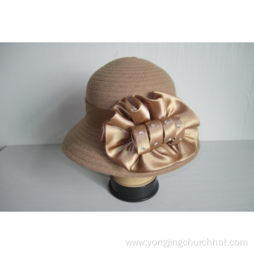 Wholesale Women's Wool Fabric Ribbon Church Hats